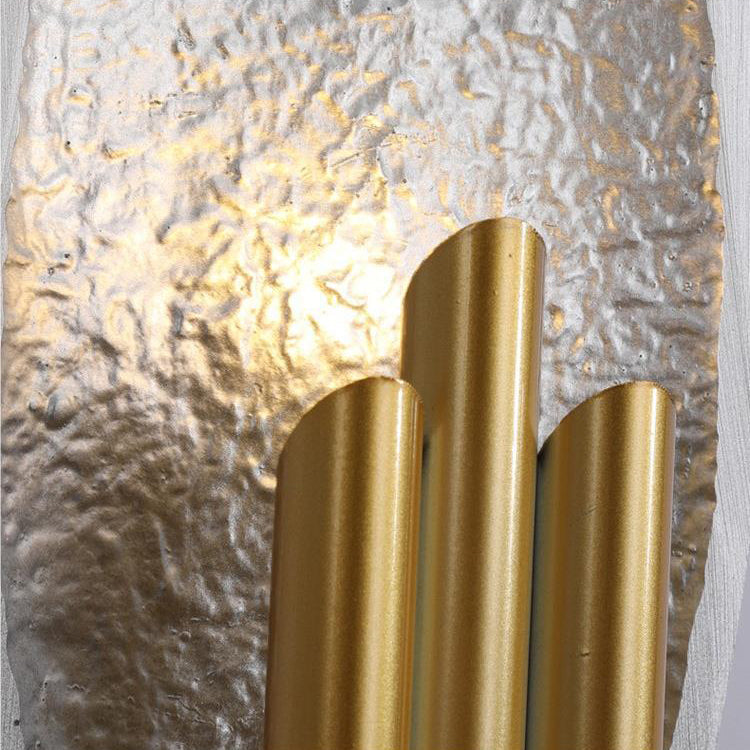 Oval Gold Foil Texture Metal Tube 2-Light Wall Sconce Lamp