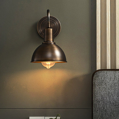 Full Copper Semicircle Shade 1-Light Wall Sconce Lamp