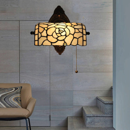 Tiffany Floral Stained Glass 1-Light Wall Sconce Lamp
