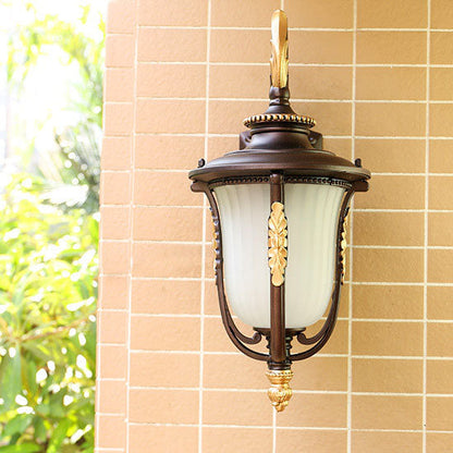 Coffee Aluminum Glass 1-Light Waterproof Wall Sconce Lamp
