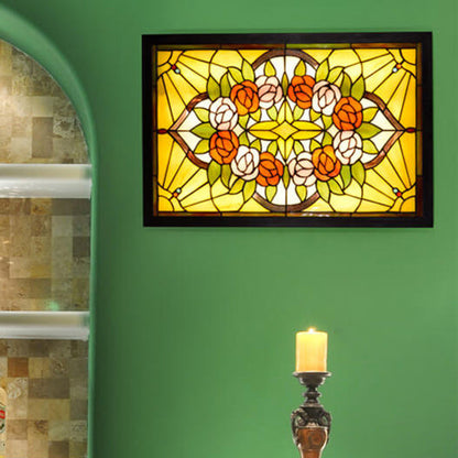 Tiffany Rose Pattern Mural Design LED Wall Sconce Lamp