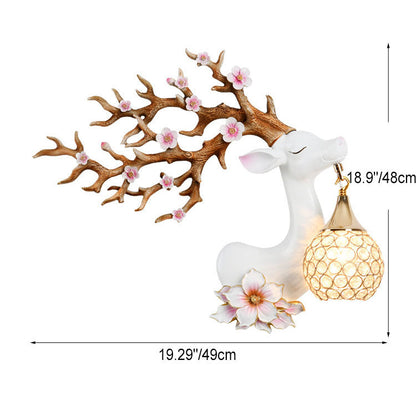 Resin Antler Crystal Ball Shade 1-Light Wall Sconce Lamp