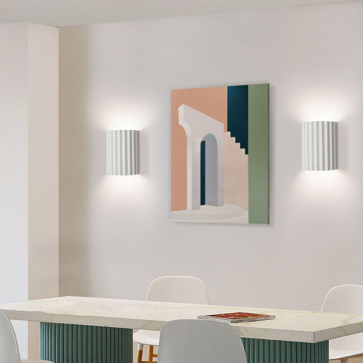 Half Vertical Stripe Resin 2-Light Wall Sconce Lamp