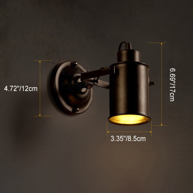 Traditional Vintage Cylinder Iron 1-Light Wall Sconce Lamp