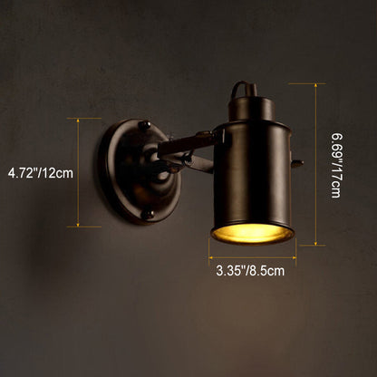 Traditional Vintage Cylinder Iron 1-Light Wall Sconce Lamp