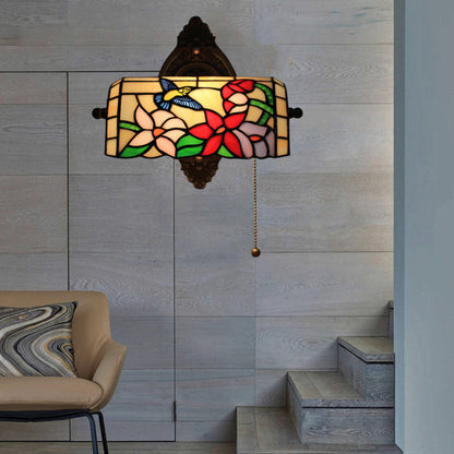 Tiffany Alloy Iron Stained Glass 1-Light Wall Sconce Lamp
