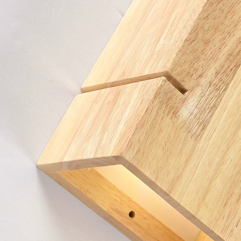 Scandinavian Rubberwood 2-Light Wall Sconce Lamp