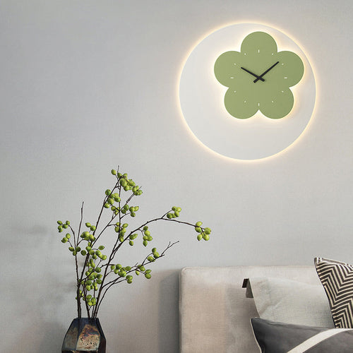 Round Clock Heart Iron Acrylic LED Wall Sconce Lamp
