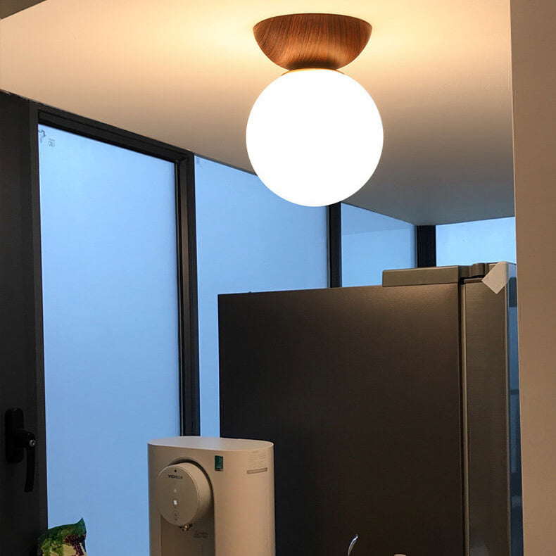 Modern Minimalist Glass Orb Semi-Flush Mount/Pendant Light