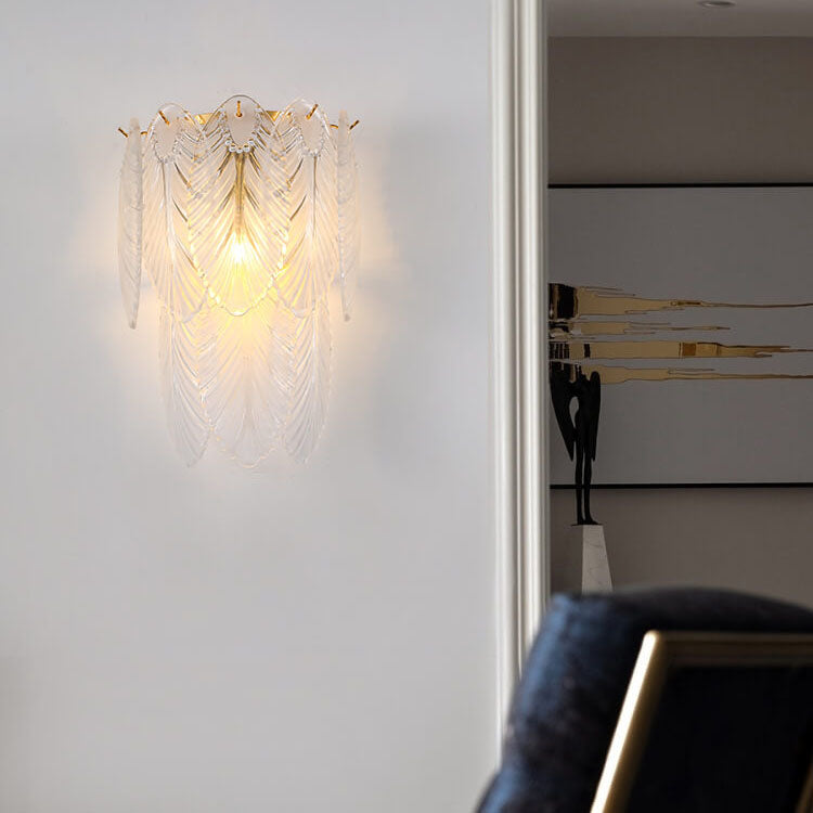 Light Feather Iron Glass 2/3-Light Wall Sconce Lamp