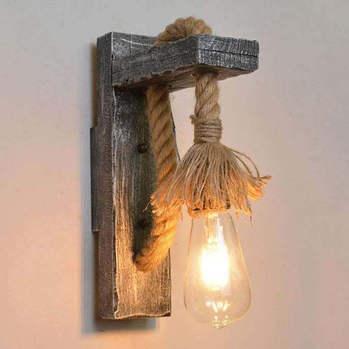 Vintage Solid Wooden Twine 1-Light Wall Sconce Lamp