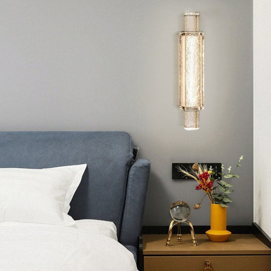 Modern Luxury Water Grain Glass Column LED Wall Sconce Lamp