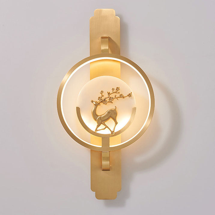 Transitional Round Fawn Copper Marble LED Wall Sconce Lamp