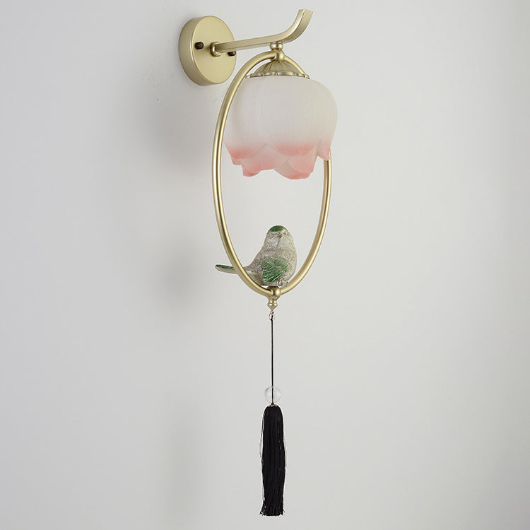 Chinese Elliptical Irregular Shape 1-Light Wall Sconce Lamp
