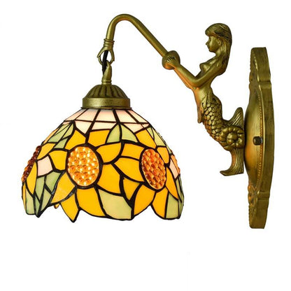 Tiffany Sun Flower Stained Glass 1-Light Wall Sconce Lamp