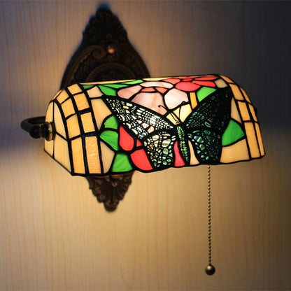 Tiffany Zinc Stained Glass 1-Light Wall Sconce Lamp