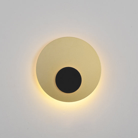 Minimalist Iron Round Flat Piece LED Wall Sconce Lamp