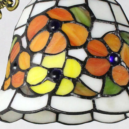 Tiffany Cup Iron Stained Glass 1-Light Wall Sconce Lamp