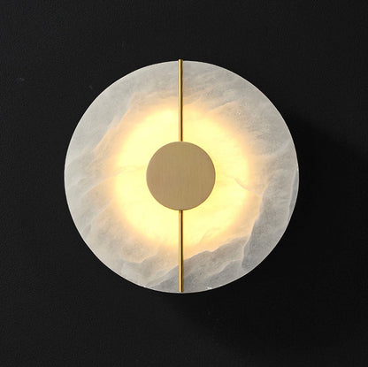 Traditional Copper Marble Oval Shade LED Wall Sconce Lamp
