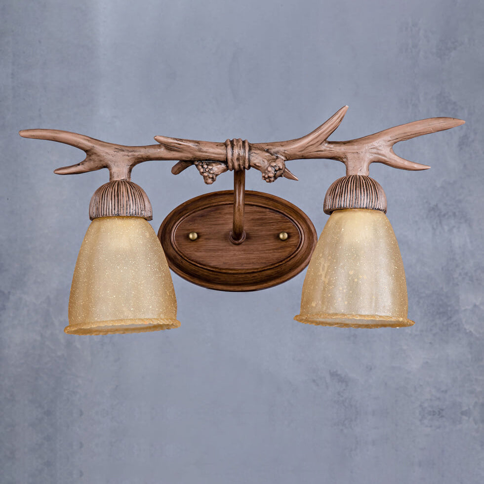 Antler Resin Faux Parchment Shade 2-Light Wall Sconce Lamp