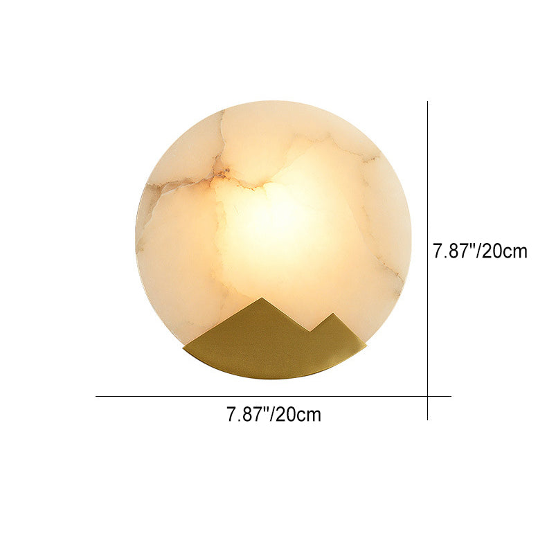 Luxury Round Full Copper Marble 1-Light Wall Sconce Lamp