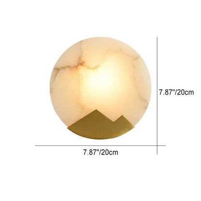 Luxury Round Full Copper Marble 1-Light Wall Sconce Lamp