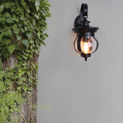 Iron Glass Gourd Shape 1-Light Waterproof Wall Sconce Lamp