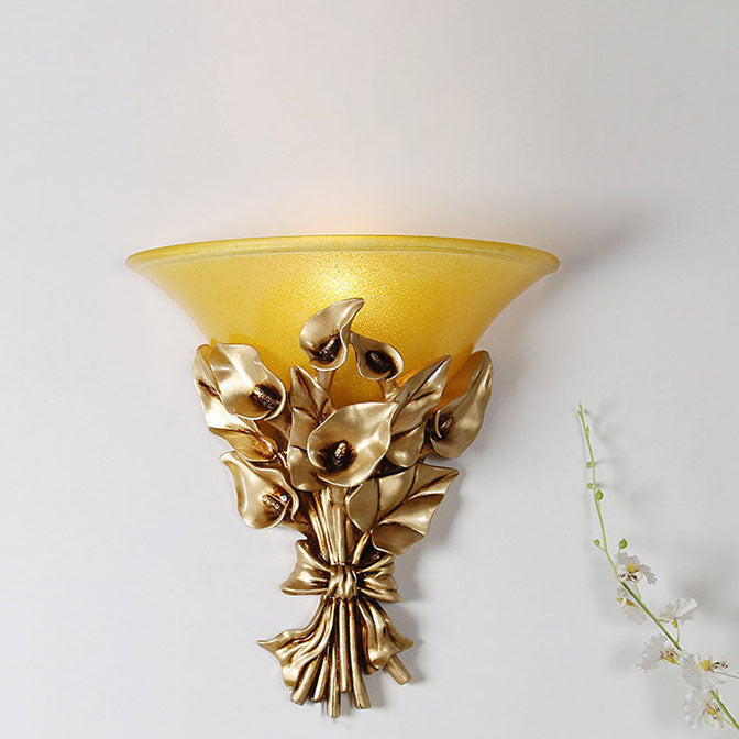 European Bouquet Shape Resin Glass 1-Light Wall Sconce Lamp
