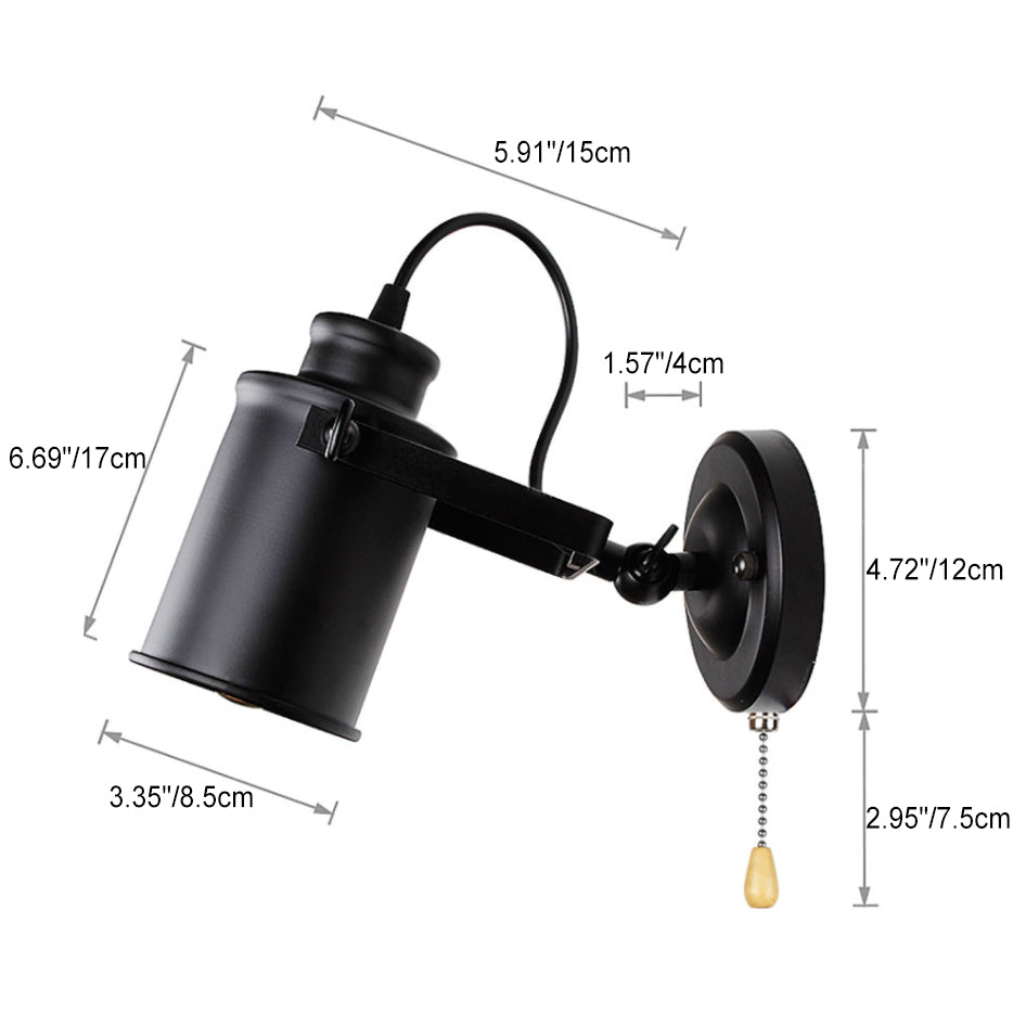 Cylindrical Iron 1-Light Spotlight Wall Sconce Lamp