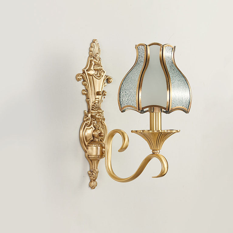 European Light Copper Glass 1/2-Light Wall Sconce Light