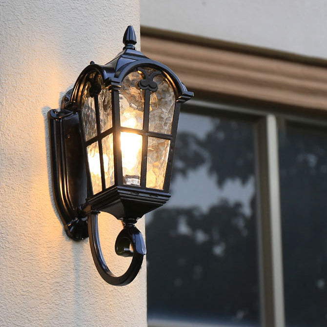 Waterproof Glass Cylinder Ripple 1-Light Wall Sconce Lamp
