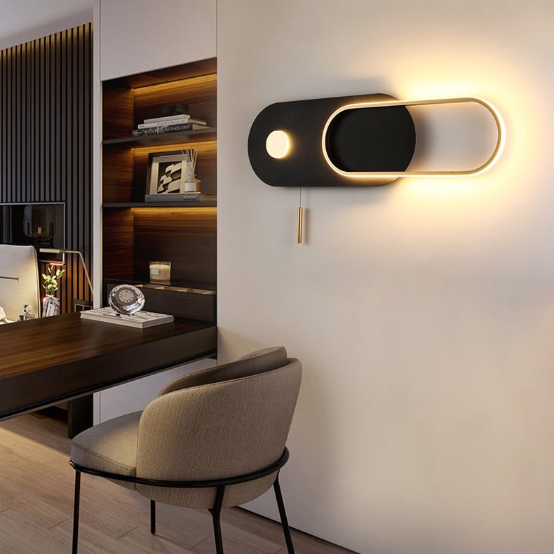 Modern Minimalist Oval Iron Acrylic LED Wall Sconce Lamp