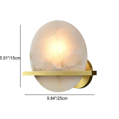 Round Disc Round Marble Copper 1-Light Wall Sconce Lamp