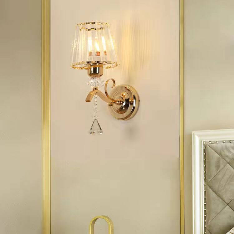 Luxury Iron Crystal Cone 1-Light Wall Sconce Lamp