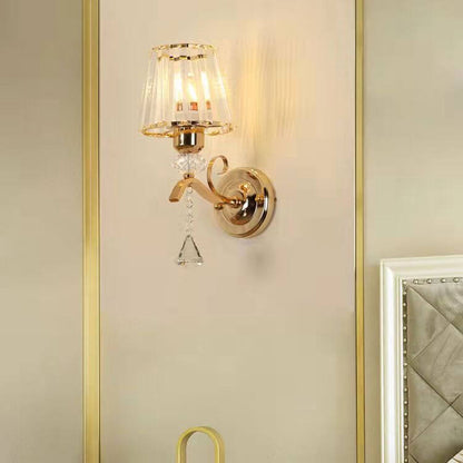 Luxury Iron Crystal Cone 1-Light Wall Sconce Lamp