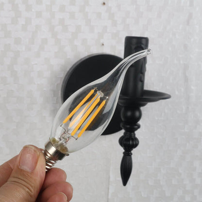 Industrial Minimalist Iron Candle 1-Light Wall Sconce Lamp