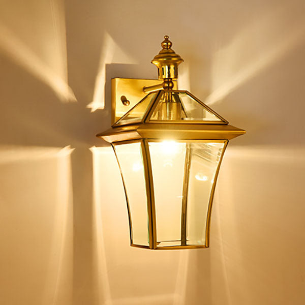 Hexagonal Glass Waterproof 1-Light Outdoor Wall Sconce Lamp
