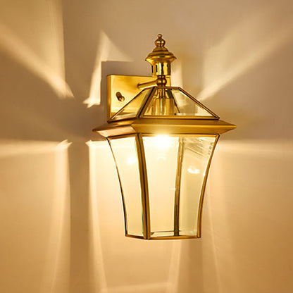 Hexagonal Glass Waterproof 1-Light Outdoor Wall Sconce Lamp