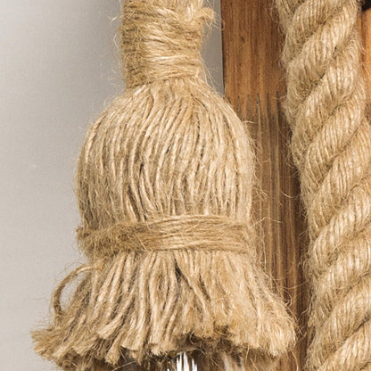 Rectangular Wood Hemp Rope 1-Light Wall Sconce Lamp