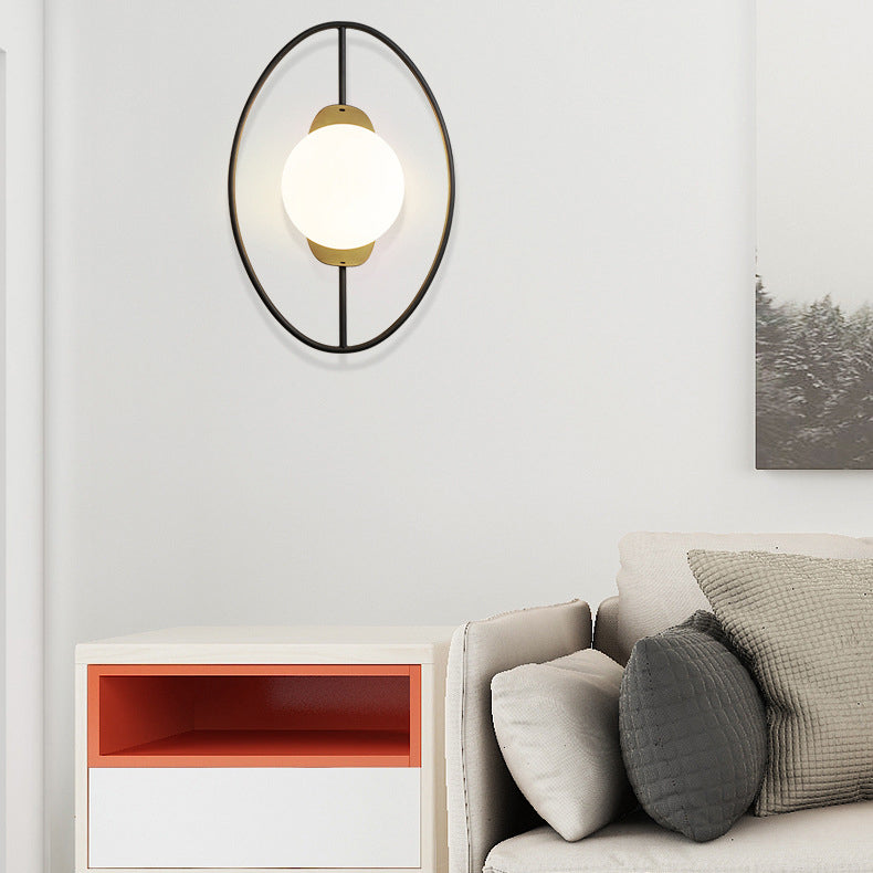 Nordic Iron Glass Oval Ball 1-Light Wall Sconce Lamp
