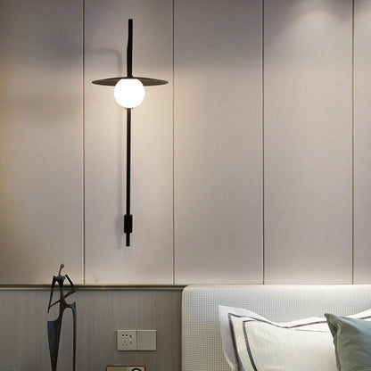 Iron Glass Disc Round Plate 1-Light Wall Sconce Lamp