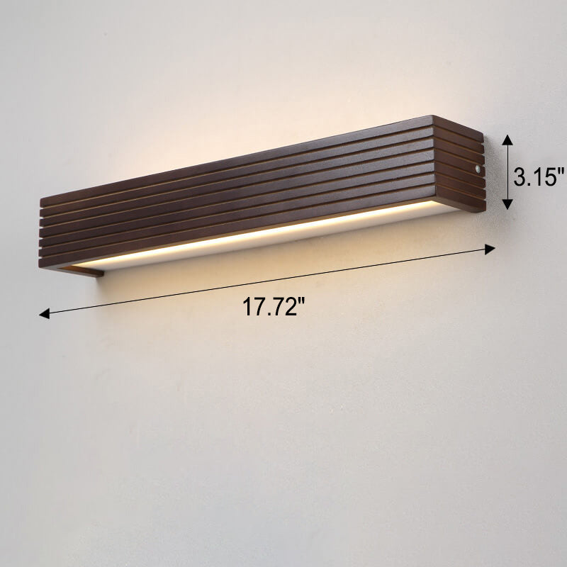 Chinese Walnut Square Bar Vanity LED Wall Sconce Lamp