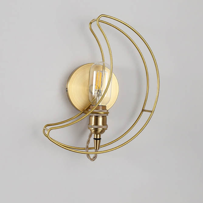 Modern Mid-Century Moon Copper 1-Light Wall Sconce Lamp