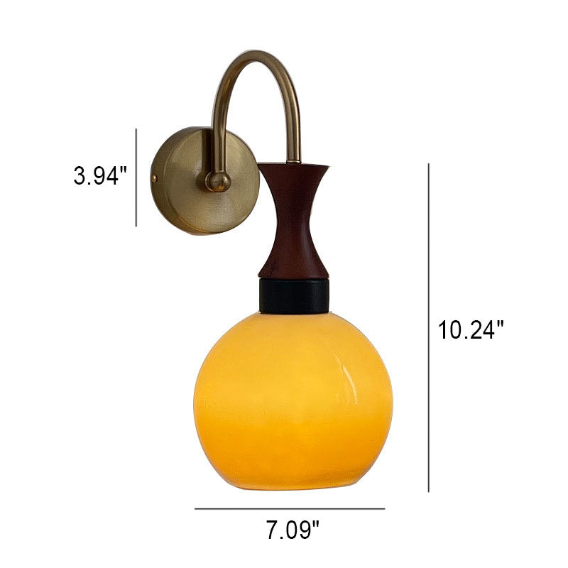 European Round Head Iron Glass 1-Light Wall Sconce Lamp