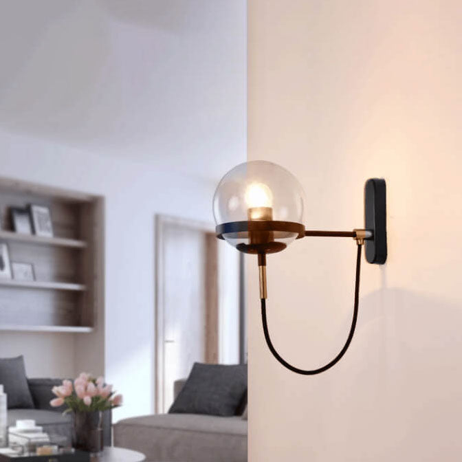 Round Electroplated Copper Glass 1-Light Wall Sconce Lamp