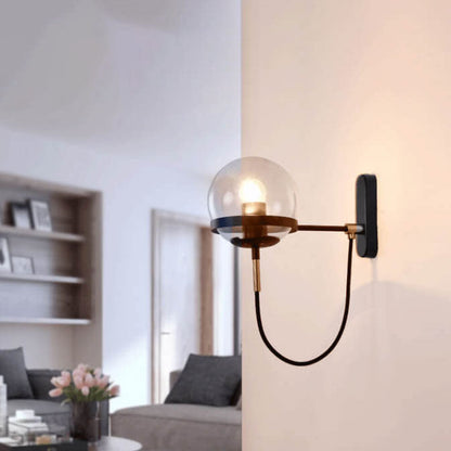 Round Electroplated Copper Glass 1-Light Wall Sconce Lamp