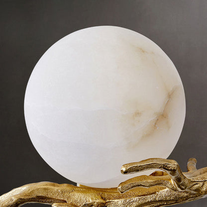 Chinese Twig Orb Brass Marble LED Wall Sconce Lamp
