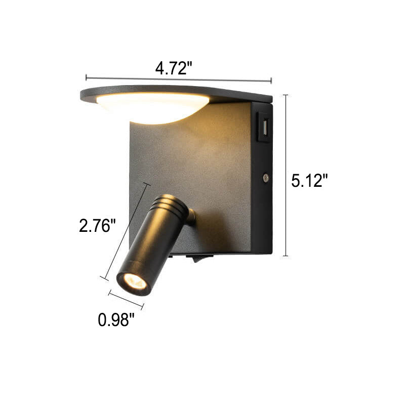 Simple Square USB Spotlight Rotating LED Wall Sconce Lamp
