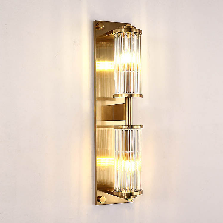 Light Luxury Crystal Strip Square 2-Light Wall Sconce Lamp