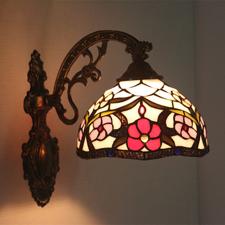 Tiffany Circle Alloy Iron Stained 1-Light Wall Sconce Lamp